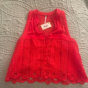 Free people red crochet top new (tags removed)